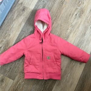 Carhartt Pink and White Sherpa Lined Jacket
